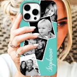 Custom 4 Square Foto Collage Aquamariner Individue iPhone 16 Pro Max Hülle<br><div class="desc">Zeigen Sie Ihre bevorzugten Erinnerungen mit diesem individuellen 4-Quadrat-Foto-Collage-Fall mit Ihrem personalisierten Namen. Ideal für diejenigen, die Liebe, ihre Lieben nah behalten, kombiniert dieser Fall Stil und Schutz. Das Design ermöglicht es Ihnen, mehrere Fotos anzuzeigen, was es zu einem einzigartigen und persönlichen Accessoire macht. Dieser Fall ist ein ideales Geschenk...</div>
