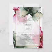 Custom 4Crimson und Sage Green Watercolor Invitati Einladung (Vorderseite)