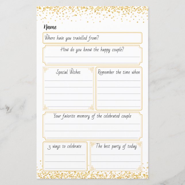 Custom 50. Anniversary Guest Book Page (Vorderseite)