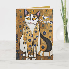 Custom 50. Art Nouveau Cat Birthday Dankeskarte