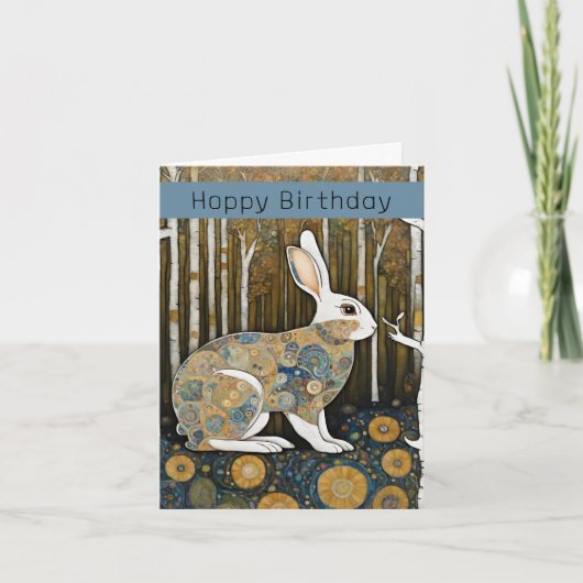 Custom 50. Art Nouveau Rabbit Birthday Karte (Vorderseite)