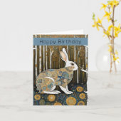 Custom 50. Art Nouveau Rabbit Birthday Karte (Gelbe Blume)