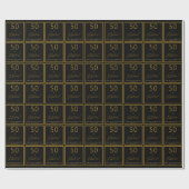 Custom 50 Fabulous Birthday Gold Black Geschenkpapier (Flach)