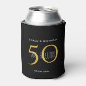 Custom 50 & Fabulous Geburtstag Elegantes Schwarze Dosenkühler (Kanne Vorderseite)