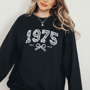 Custom 50. Geburtstag 1975 Lace Coquette Bow Sweatshirt