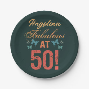 Custom 50. Geburtstag Fabulous Pappteller