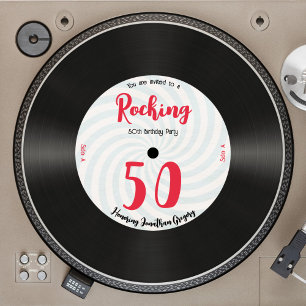 Custom 50. Geburtstag Retro Music Record Rocking Einladung
