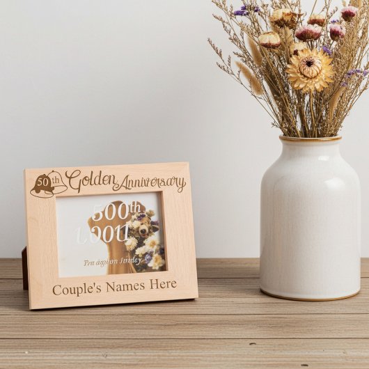 Custom 50. Hochzeit Golden Jubiläum mit Glocken Geätzte Rahmen