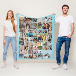 Custom 50 Picture Photo Collage Memory Baby Blue Fleecedecke