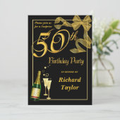 Custom 50. - Spaß und festlicher Champagner Einladung (Stehend Vorderseite)