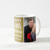 Custom 50 th Golden Anniversary 2 Foto Collage Kaffeetasse (VorderseiteRechts)
