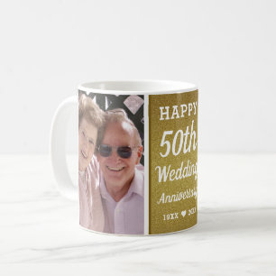 Custom 50 th Golden Anniversary 2 Foto Collage Kaffeetasse