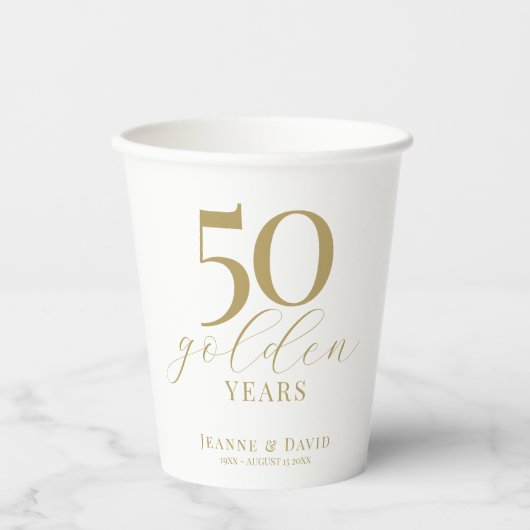 Custom 50. Wedding Anniversary Elegant Pappbecher (Vorderseite)