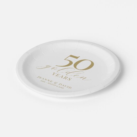 Custom 50. Wedding Anniversary Elegant Pappteller (Schrägansicht)