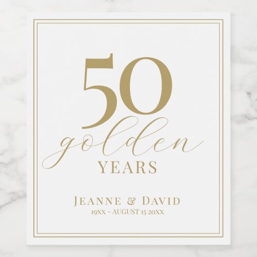 Custom 50. Wedding Anniversary Elegant Weinetikett (Einzelnes Label)