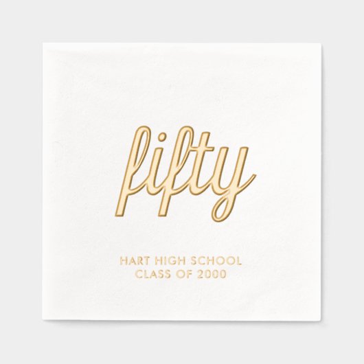 Custom 50. Wiedersehen Modern Gold Foil Napkins Servietten Mit Folie (Vorderseite)