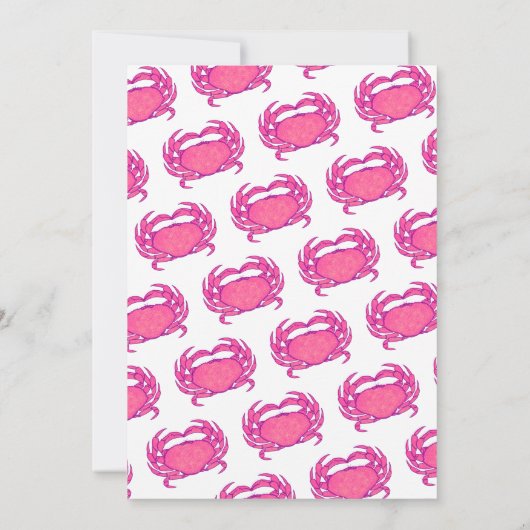 Custom 50th Birthday Bold Pink Crab Seafood Pun Einladung (Rückseite)