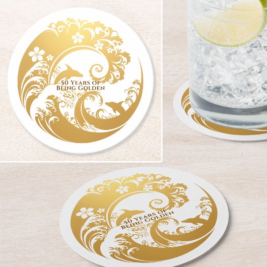 Custom 50th Birthday Gold  Runder Pappuntersetzer