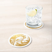 Custom 50th Birthday Gold  Runder Pappuntersetzer (Vor Ort)