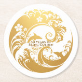 Custom 50th Birthday Gold  Runder Pappuntersetzer (Vorderseite)