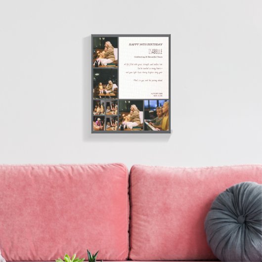 Custom 50th Birthday Photo Collage Canvas Print Leinwanddruck (Insitu (Wohnzimmer))