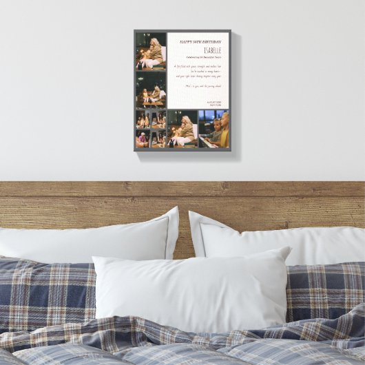 Custom 50th Birthday Photo Collage Canvas Print Leinwanddruck (Insitu (Schlafzimmer))