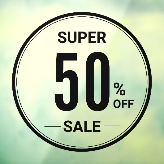 Custom 52" Round SUPER SALE Simple Black Store Fensteraufkleber (Blatt 3)