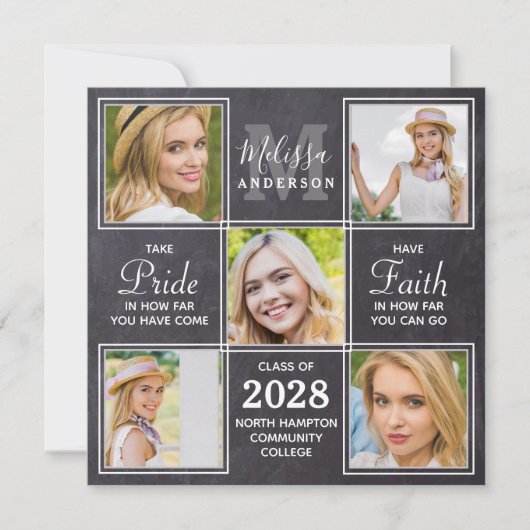 Custom 5 Foto Collage Abschluss Ankündigung (Vorderseite)