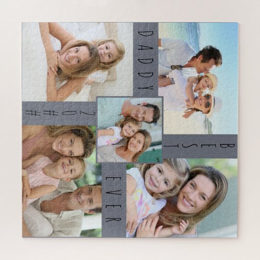 Custom 5 Foto Collage Best Daddy Ever Square Puzzle (Horizontal)