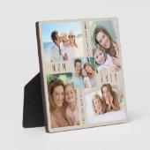 Custom 5 Foto Collage Beste Mama je Beige Fotoplatte (Vorderseite)