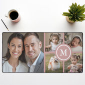Custom 5 Foto Collage Dusty Pink Familie Schreibtischunterlage