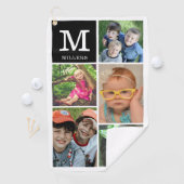 Custom 5 Foto Collage Familienname Mit Monogramm Golfhandtuch (Insitu)