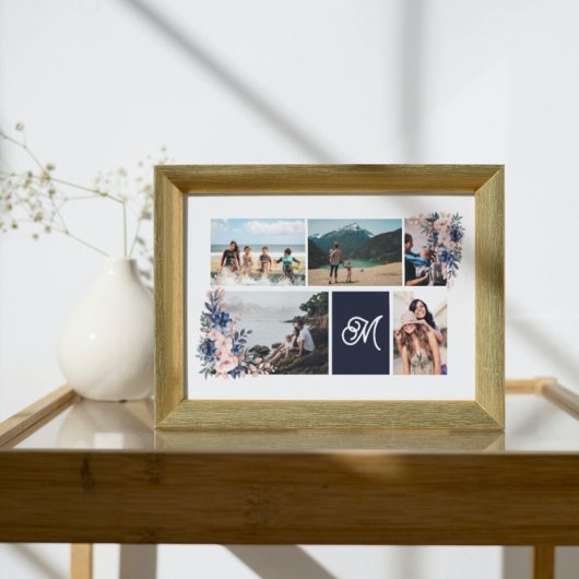 Custom 5 Foto Collage Floral Frame Print