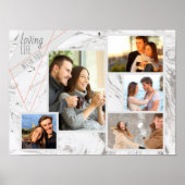 Custom 5 Foto Collage Love Life Graue Marmor Poster (Vorne)