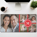 Custom 5 Foto Collage Red Family Schreibtischunterlage<br><div class="desc">Mit dieser eleganten Schreibtischmatte mit einem individuell anpassbaren 5-Foto-Collage-Design und roten Akzenten gestalten Sie Ihren Arbeitsbereich individuell. Diese Tischmatte eignet sich hervorragend für die Präsentation von Erinnerungen,  Haustieren oder Lieblingsmomenten. Sie verbindet Funktionalität mit sentimentalem Wert und eignet sich somit ideal für Zuhause- oder Giftarbeiten.</div>