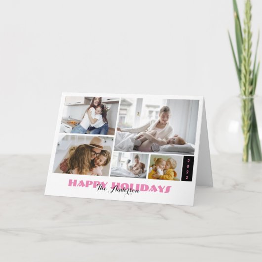 Custom 5 Foto Collage Urlaub Karte (Vorderseite)