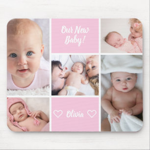 Custom 5 Foto New Baby Girl Pink Mousepad