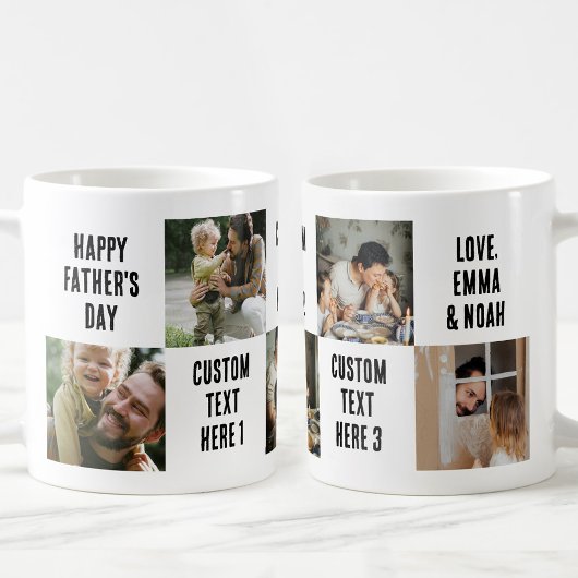 Custom 5 Foto Vater Geschenk Personalisiert 5 Text Kaffeetasse