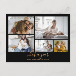 Custom 5 Fotos Black Gold Typografie Urlaub Postkarte