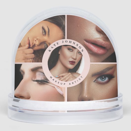 Custom 5 Fotos Collage Business Weihnachten Schneekugeln (Vorderseite)