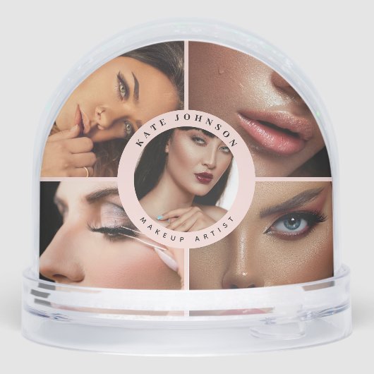 Custom 5 Fotos Collage Business Weihnachten Schneekugeln (Rückseite)