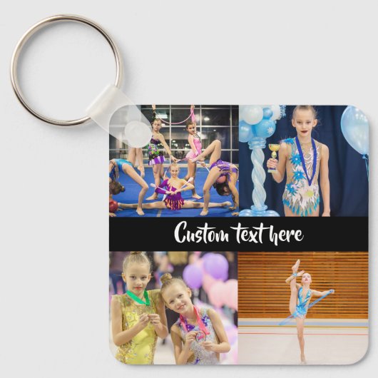 Custom 5 Fotos Collage Gymnastics Schwarz-weiß Schlüsselanhänger (Vorderseite)