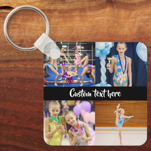 Custom 5 Fotos Collage Gymnastics Schwarz-weiß Schlüsselanhänger (Vorderseite)