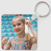 Custom 5 Fotos Collage Gymnastics Schwarz-weiß Schlüsselanhänger (Rückseite)