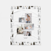 Custom 5 Fotos Collage Name Winter Pine Trees Fleecedecke (Vorderseite)