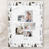 Custom 5 Fotos Collage Name Winter Pine Trees Fleecedecke