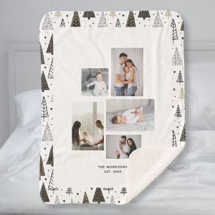 Custom 5 Fotos Collage Name Winter Pine Trees Sherpadecke