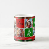 Custom 5 Fotos Green Red Karierte Weihnachten Kaffeetasse (Mittel)