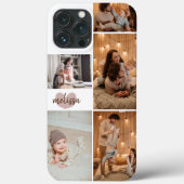 Custom 5 Fotos Niedlich Heftskriptname Weiß Case-Mate iPhone Hülle (Rückseite)