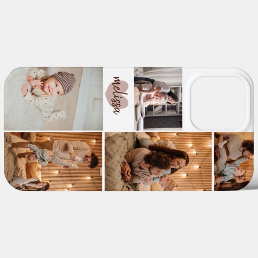 Custom 5 Fotos Niedlich Heftskriptname Weiß Case-Mate iPhone Hülle (Rückseite (Horizontal))